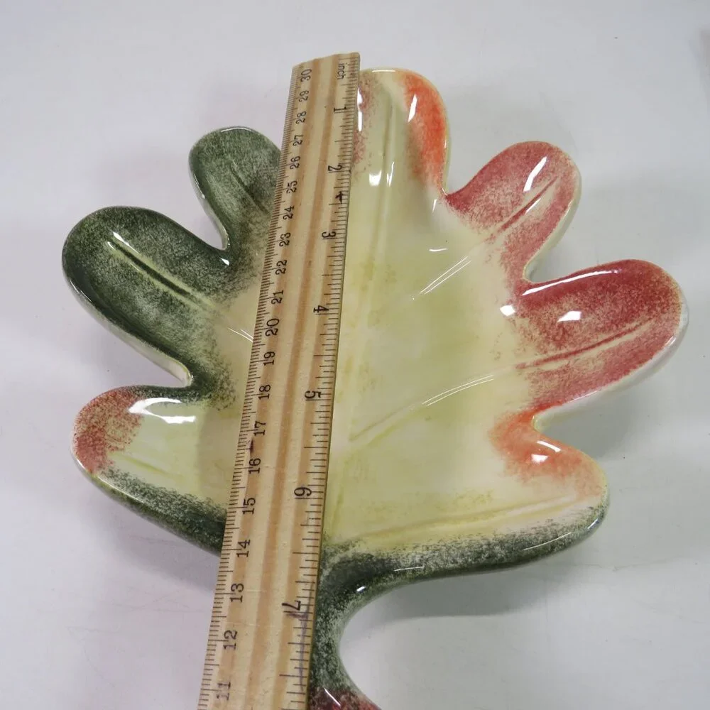 Ceramic (2) Leaf Plates Leaves Trinket Dish Fall Autumn Decor